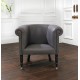 Fauteuil Chesterfield Oxford sans capitons - Cuir Deluxe Flint