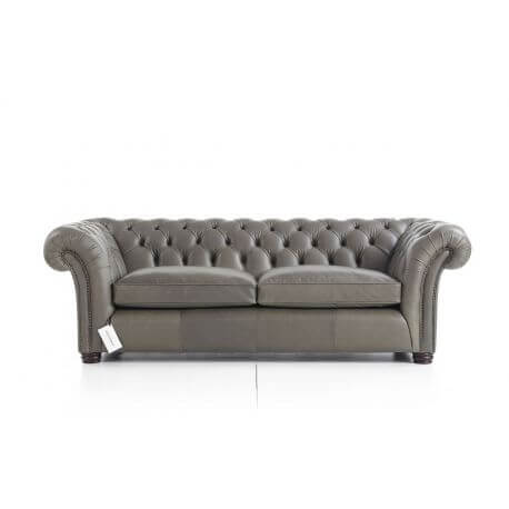 Canapé-Lit Chesterfield Wandsworth  3 places - Cuir Deluxe Flint