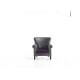 Fauteuil Club Chelsea - Cuir Deluxe Coal - Assise Velours Aubergine