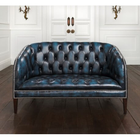 Chesterfield Burghley 2 places - Cuir Antique Blue